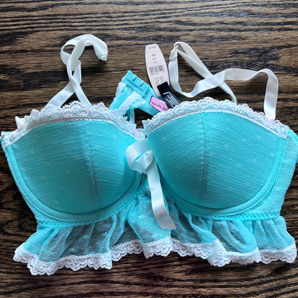 Aqua Lace Trim Bra